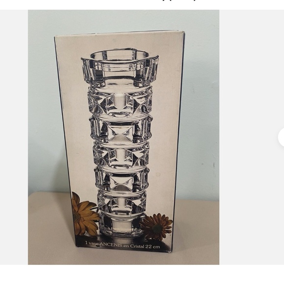 VINTAGE CRISTAL D’ARQUES FRANCE CLEAR  MID CENTURY MODERN VASE - Picture 12 of 15